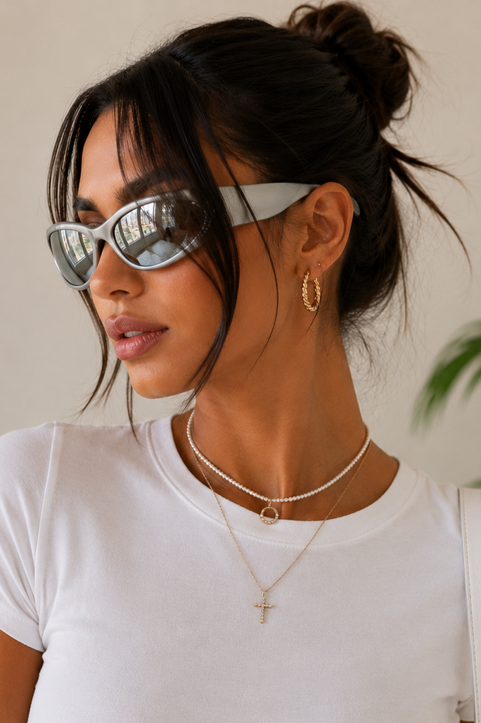 Soleil Wrap Sunglasses - Argent