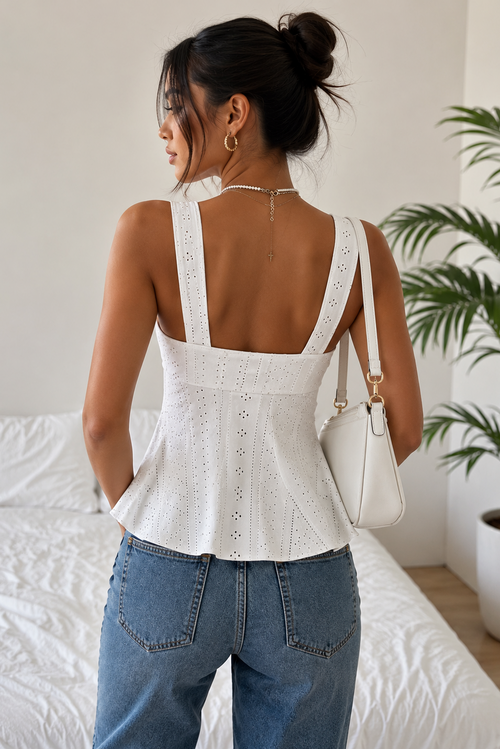 Broderie Peplum Top