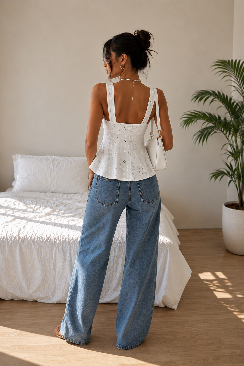 Broderie Peplum Top