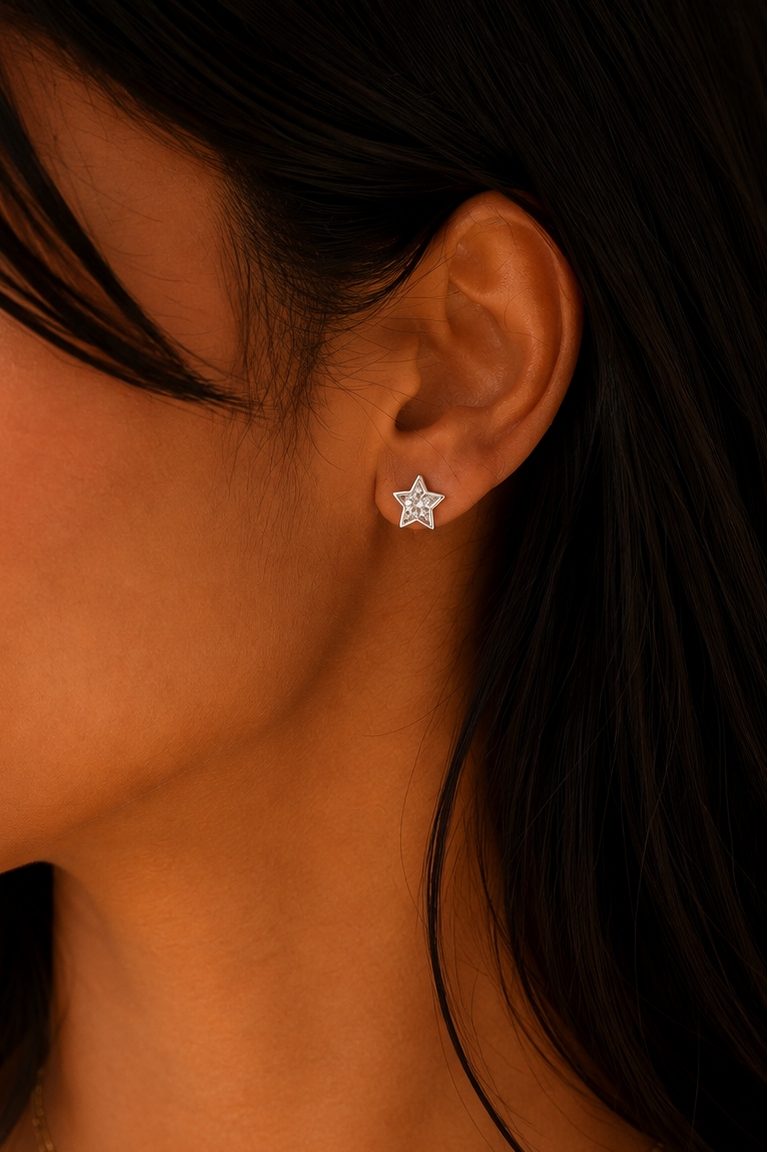 Star Stud Earrings - Silver
