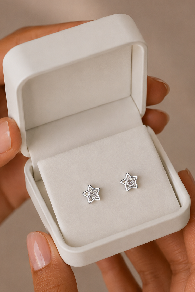 Star Stud Earrings - Silver