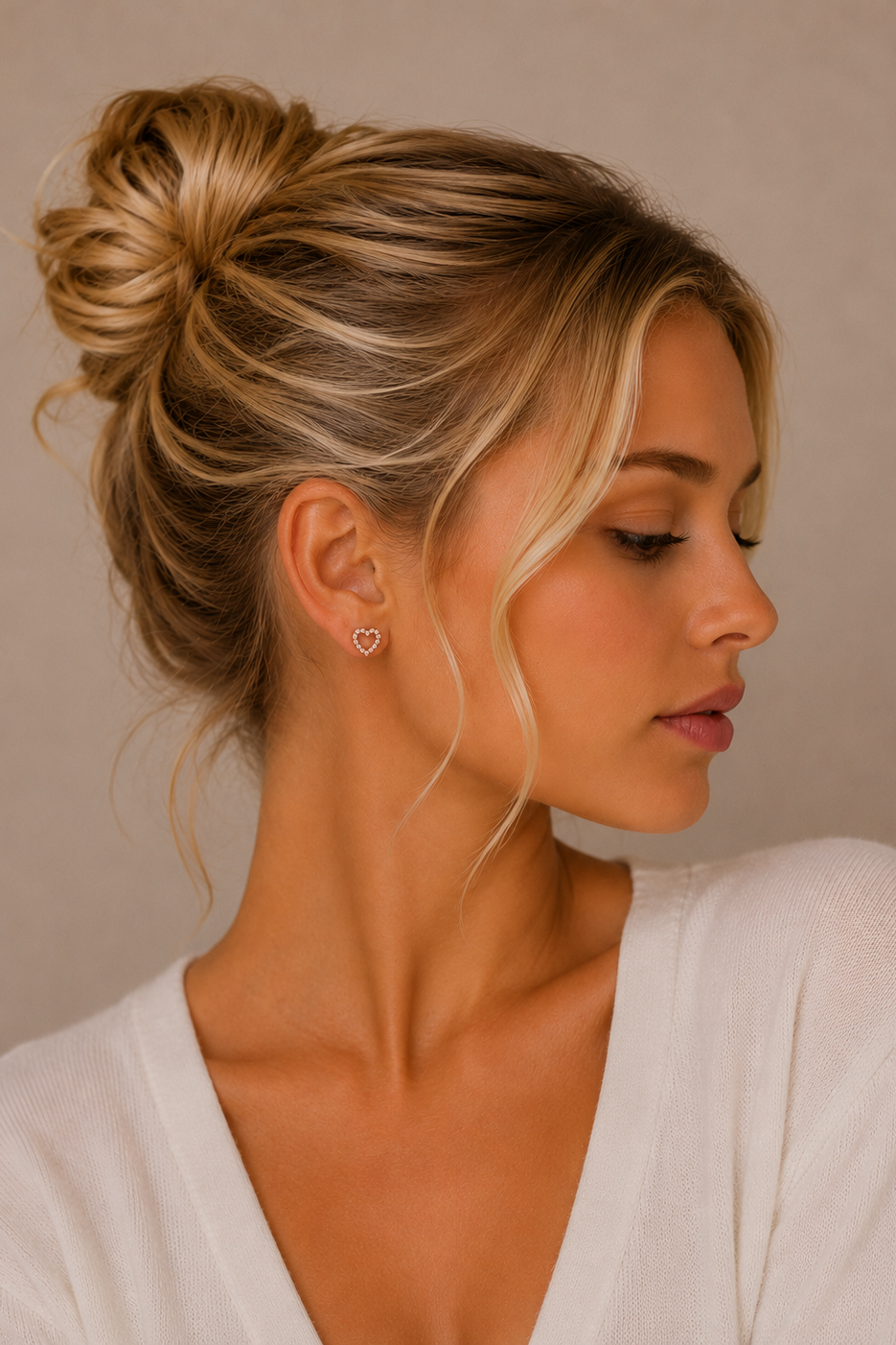 Open Heart Stud Earrings - Rose Gold